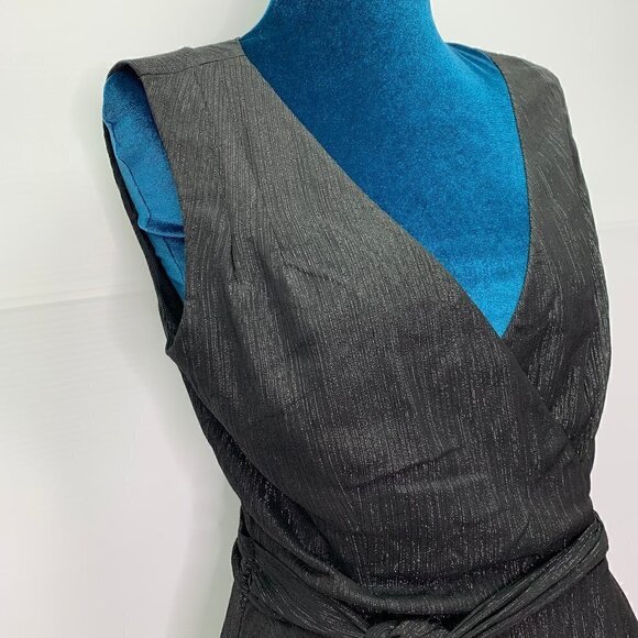 Tahari Size 4 Maxi Dress NWT Black Metallic Thread Sleeveless Boho Party V Neck - Picture 4 of 12